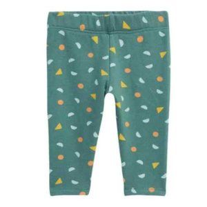 Open Edit Babies' Printed Cotton Blend Leggings In Teal Needle Fun Geo 6M NWT